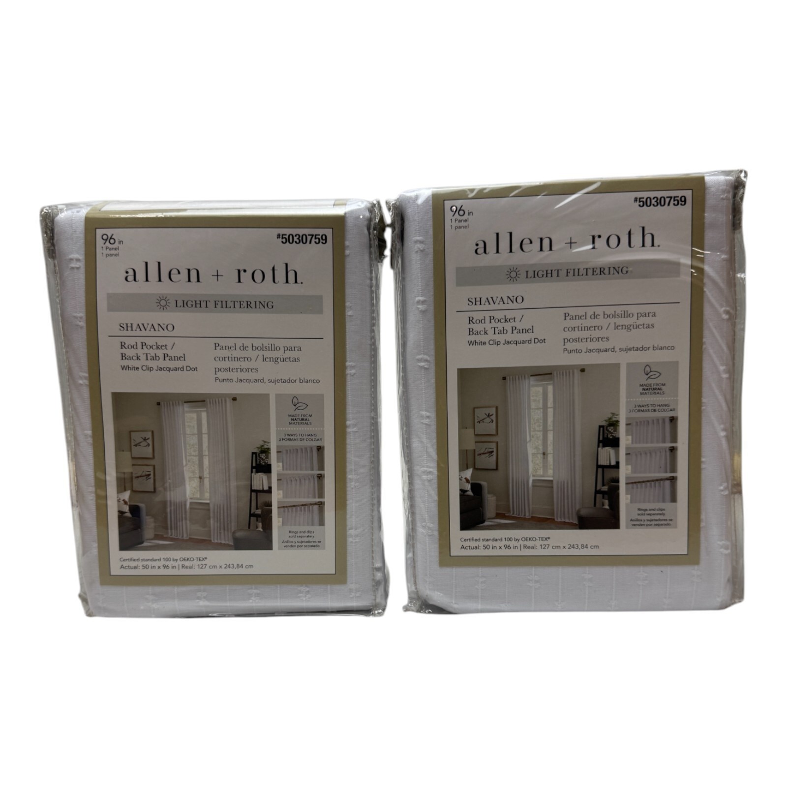 2PK – Allen + Roth 50 x 96 Shavano Ivory Linen Rod Pocket Curtain Panel, 5030759