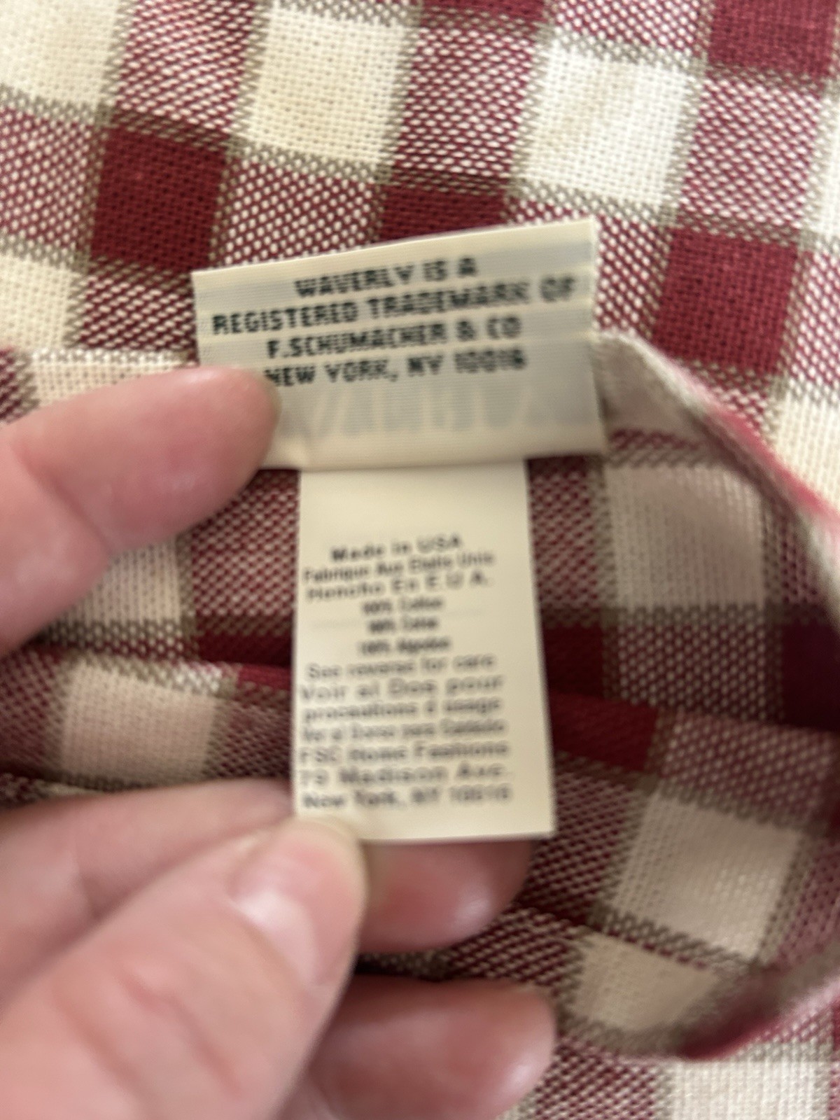 Waverly Red Cotton Valance Curtain 16×78” Farmhouse Primitive Plaid Barn Farm