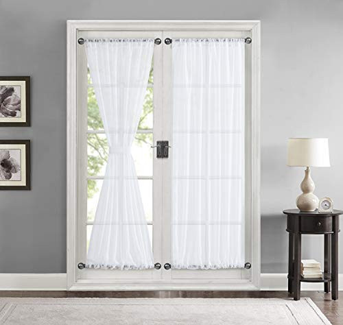 French Door Curtains Set of 2 – Sheer Voile 54″W x 72″L (Pack of 2) White