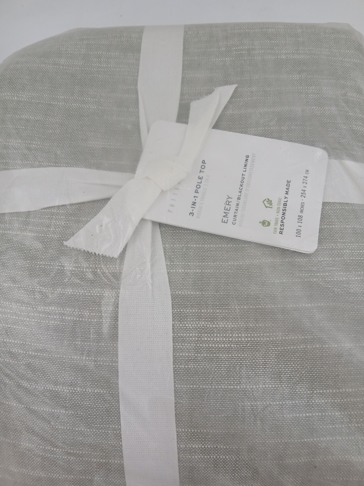 Pottery Barn Emery Curtain Blackout Lining 3-in-1 Pole Top 100×108 Fair Trade