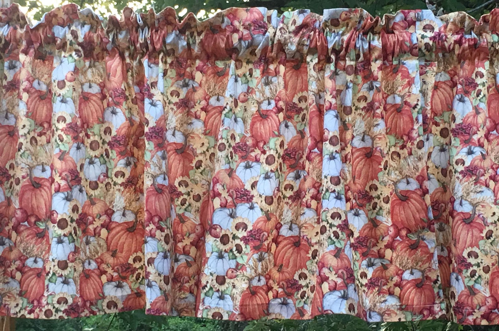 Autumn Sunflower Pumpkin Harvest Valance Thanksgiving Farmhouse Kitchen Curtain