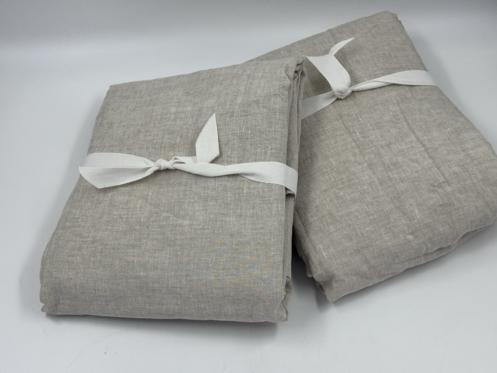 New Set/2 Pottery Barn Belgian Flax Linen Cotton Lined Curtain 50×108 Light Flax