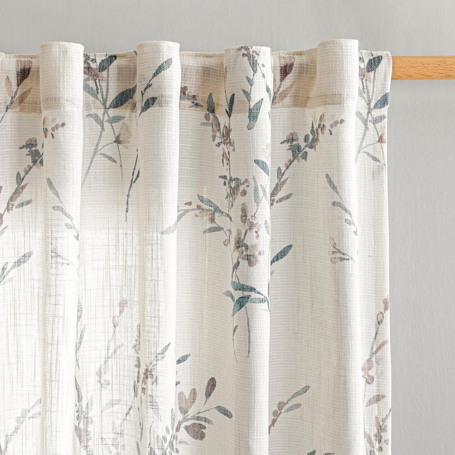 Sheer Curtains 84 Inches Long 2 Panels Linen Blended Farmhouse Curtains & Drapes