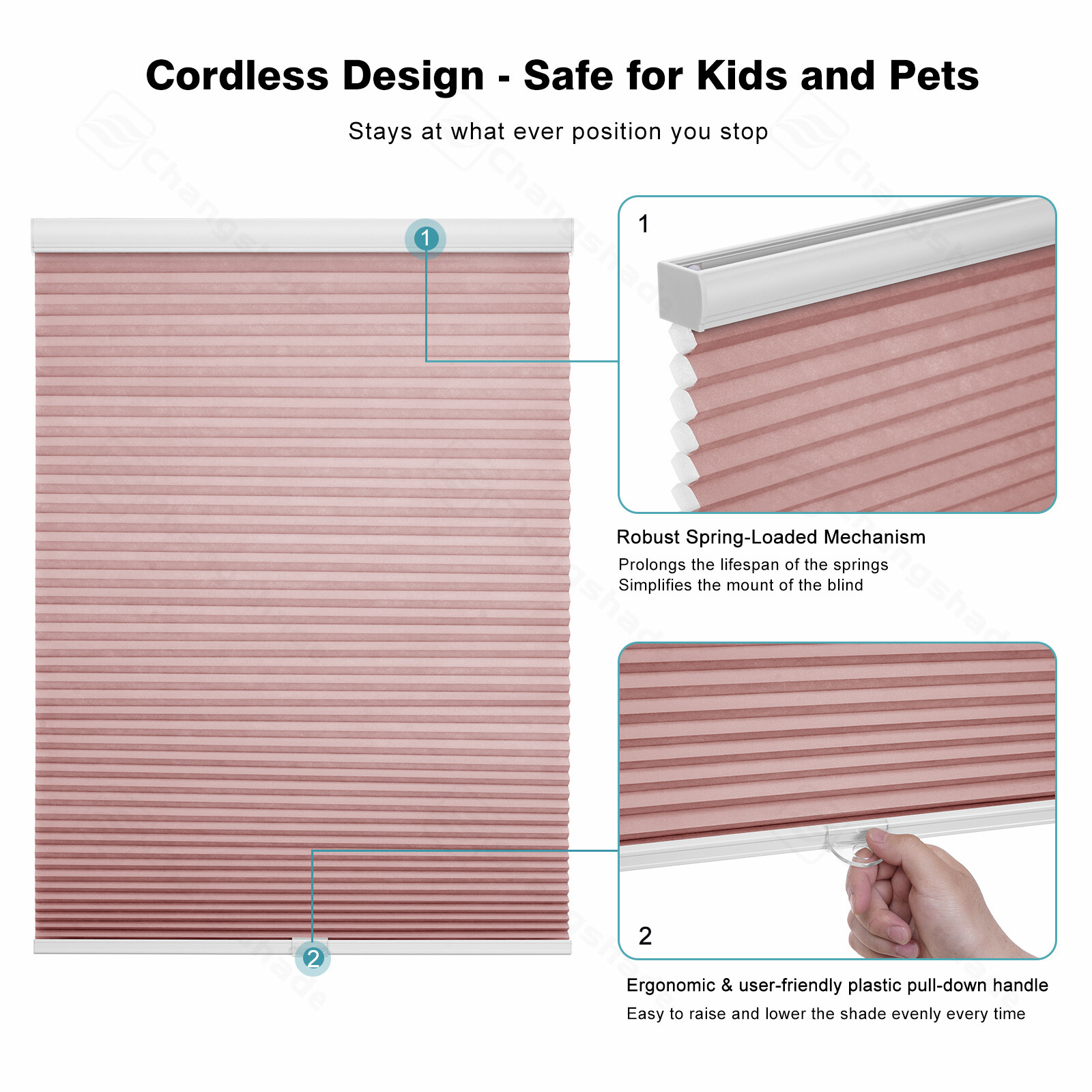 Changshade Cordless CUSTOM CUT Light Filtering 38MM Cellular Blinds Shades