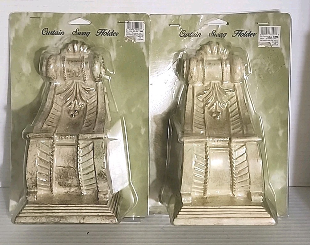 Wall Drapery Sconce Corbels Curtain Rod Swag Holders Brushed Set of 2 (T28)