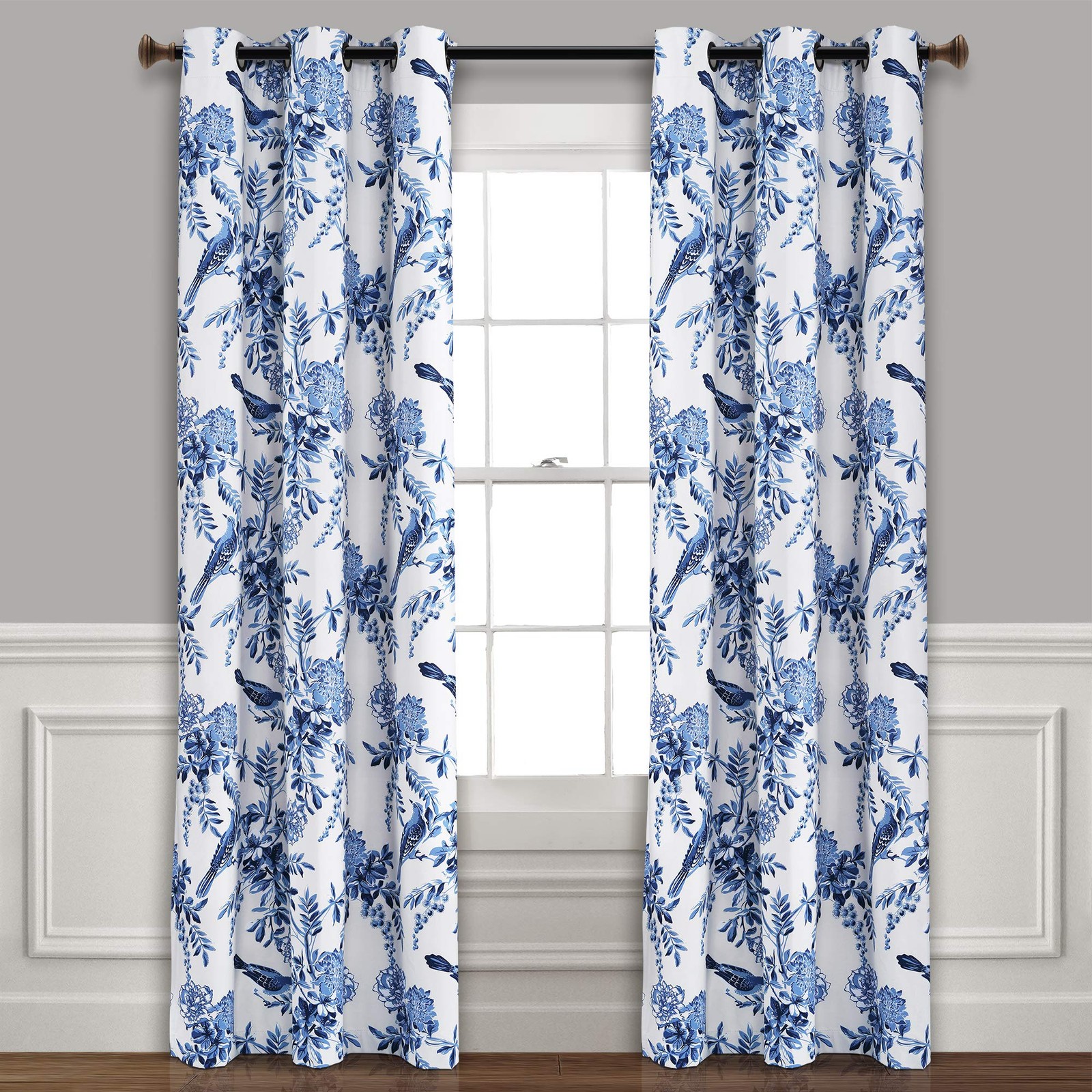 Farmhouse Bird & Flower Insulated Grommet Room Darkening Window Curtain Panel…