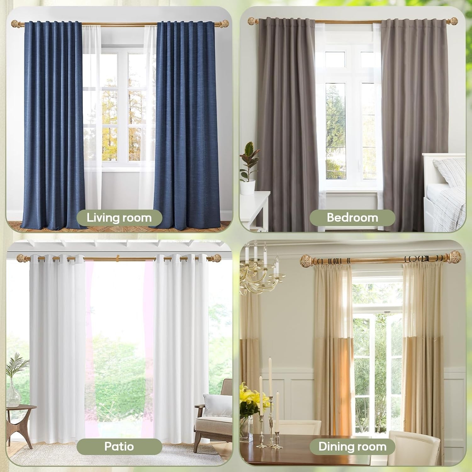Wood Double Curtain Rod for Windows 28 to 48 Inches – 1 Inch Diameter Heavy Duty