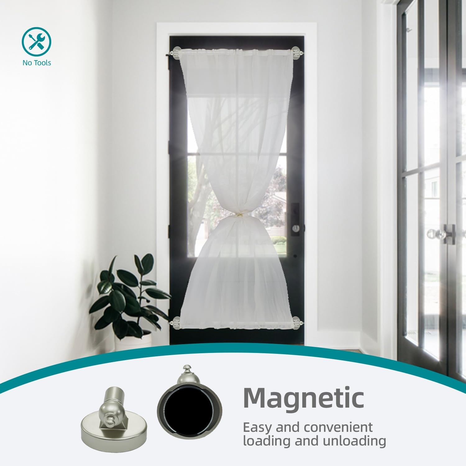 Magnetic Curtain Rods,Multi-Use Adjustable Appliance for Metal Doors,Windows,…