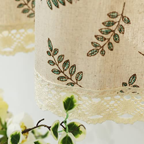 Beige Kitchen Curtain 36 Inch Length 1 56″W x 36″L (Pack of 1) Green Leaves