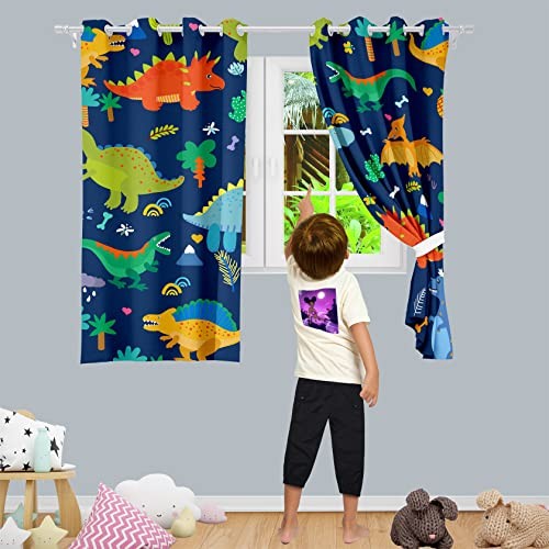 Dinosaur Curtains 2 Panels 63″ Inch Drapes Boys 63″W x 82″L (Pack of 2) Cp-2