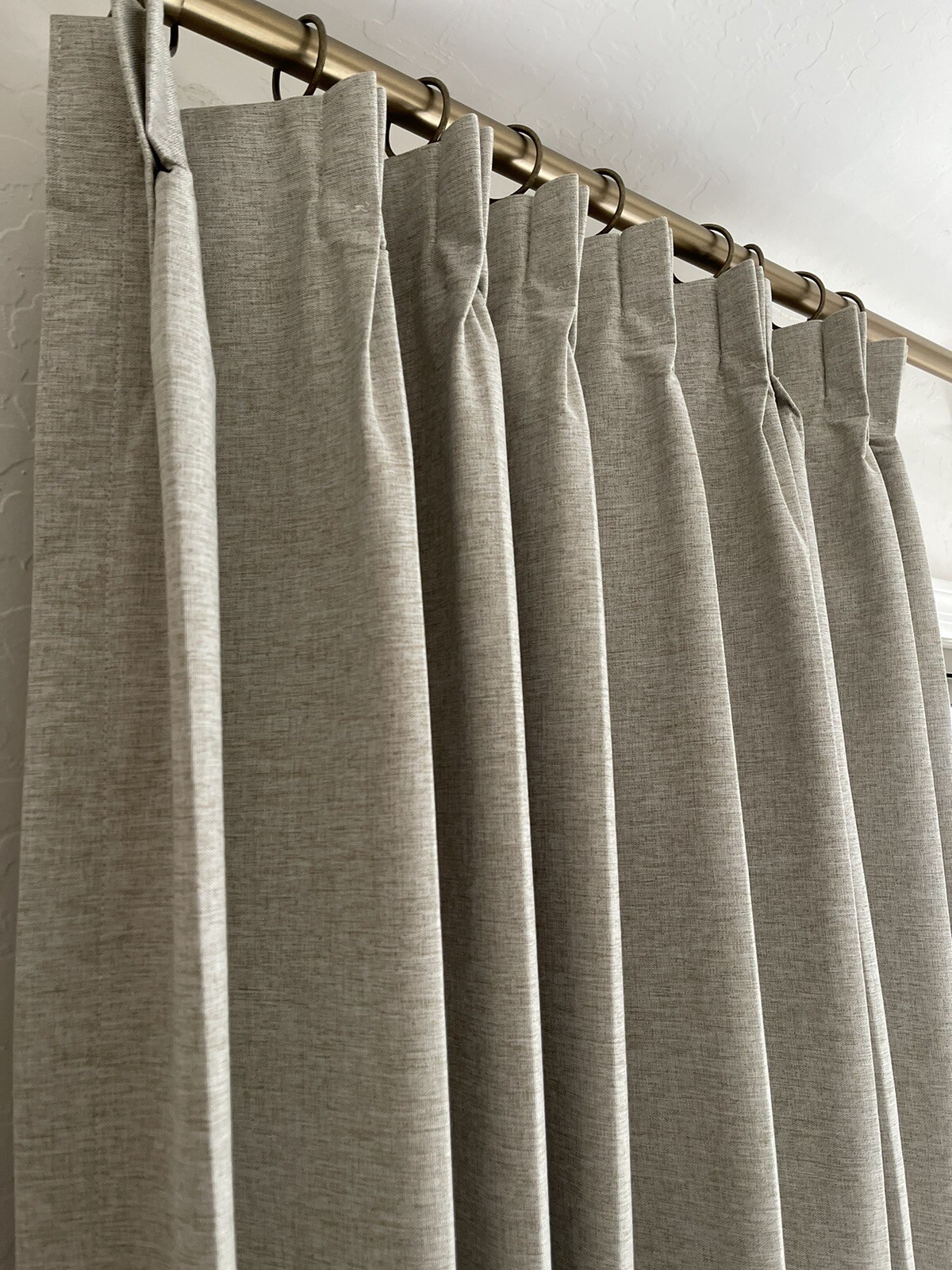 Pinch Pleat Faux Linen Blackout Curtain One Pair (108/57)