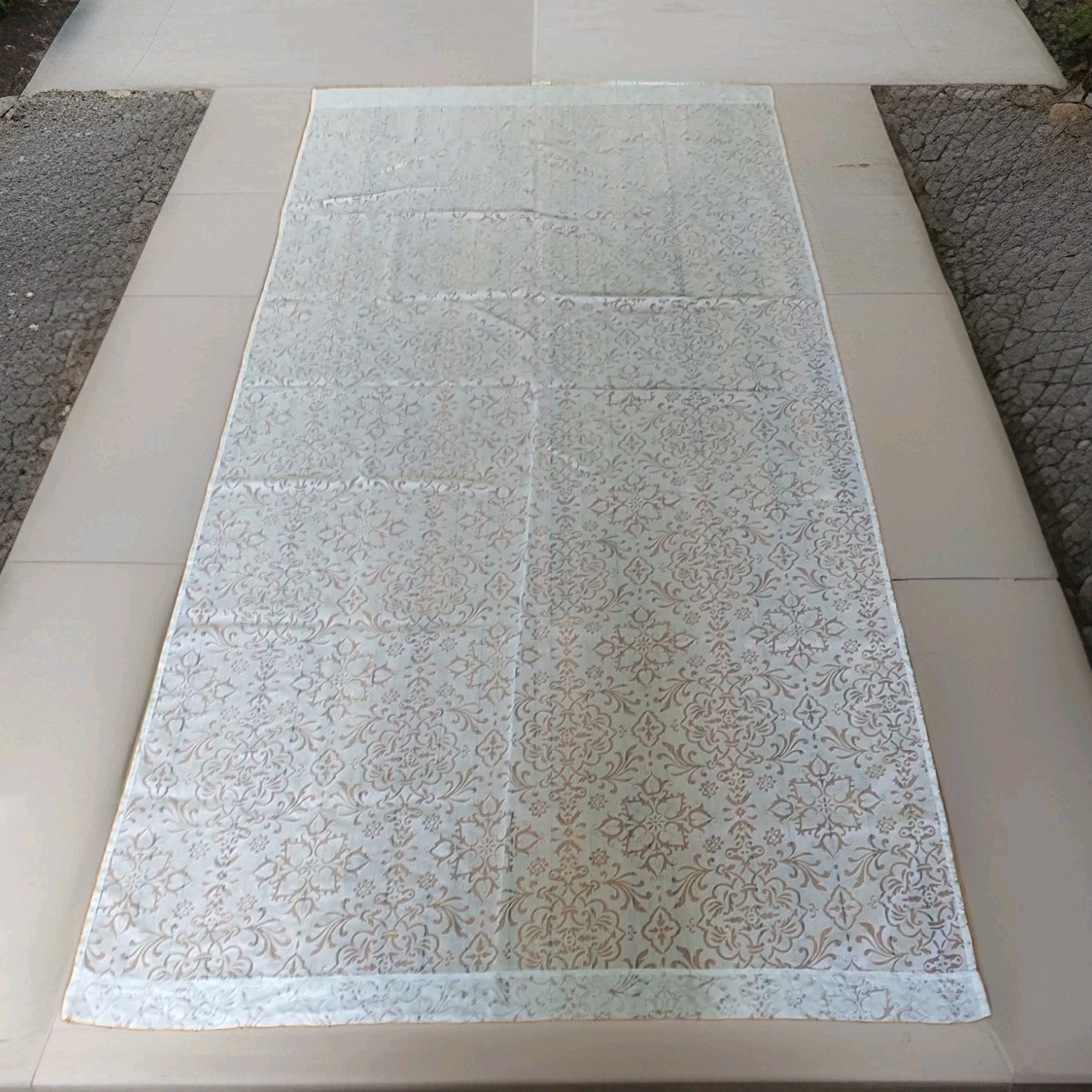 Restoration Hardware Curtain Panels White Floral Sheer Cotton Blend 49×96″