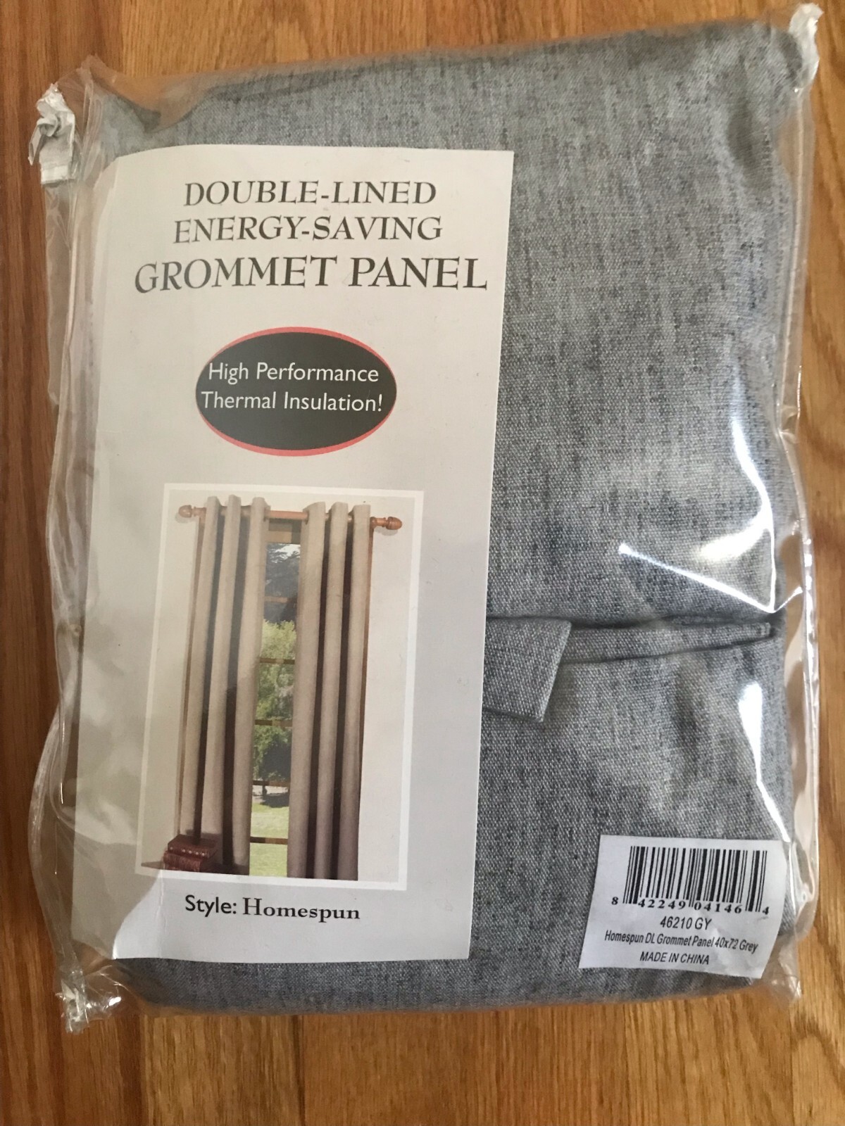 Set of 2 Plow & Hearth Homespun Grommet-Top Insulated Curtain 40” W x 72” L Gray