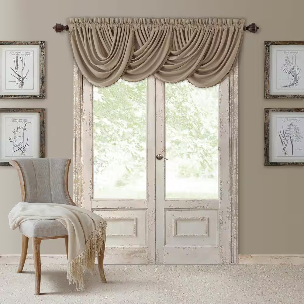 Taupe Faux Silk Rod Pocket Blackout Curtain – 52 In. W X 36 In. L