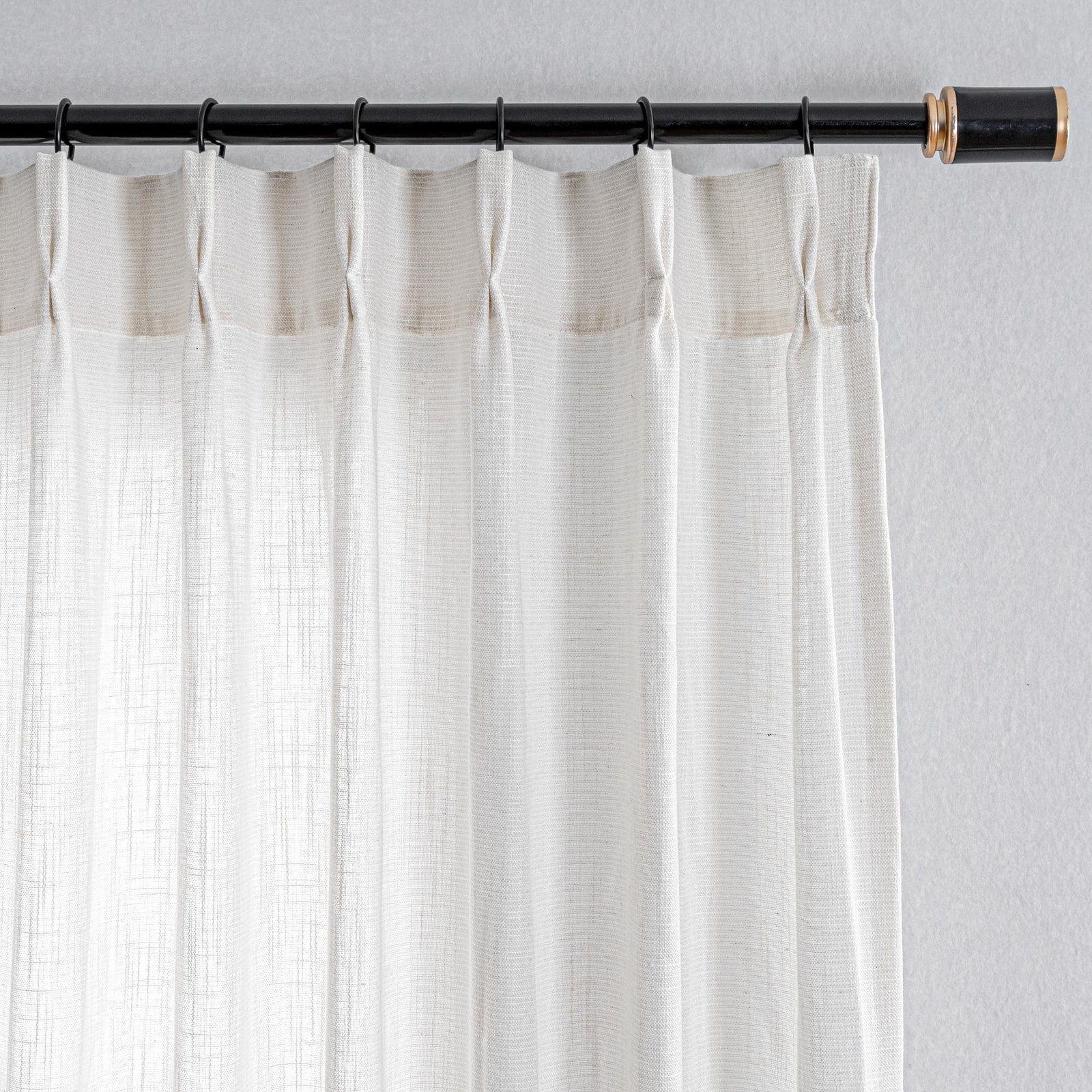 Natural Curtains for Bedroom 63 Inches Long Pinch Pleated Semi Sheer Drapes B…