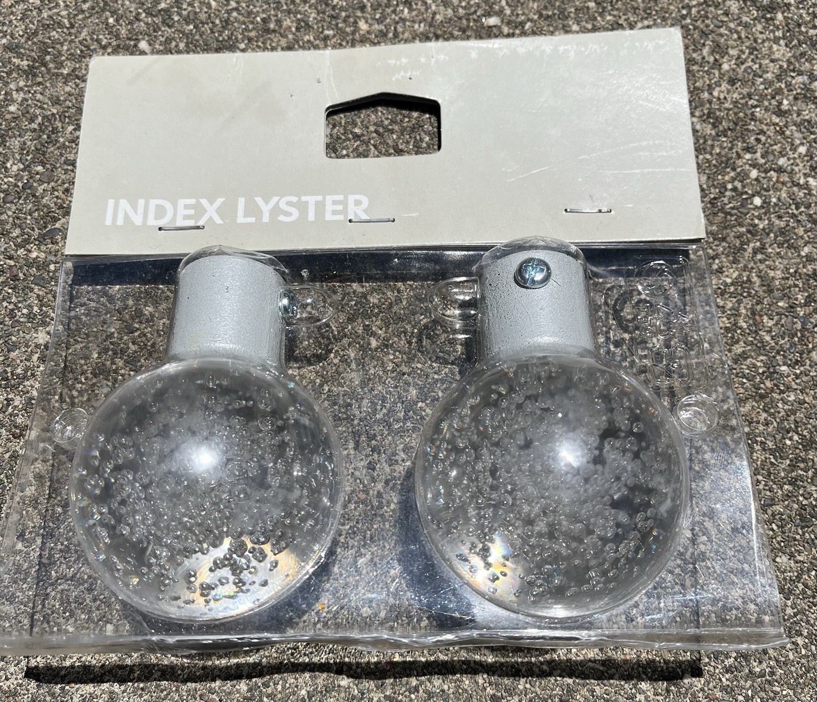 2-Pack Ikea Index Lyster Curtain Rod Finials 200.281.02 Bubble Clear Luster