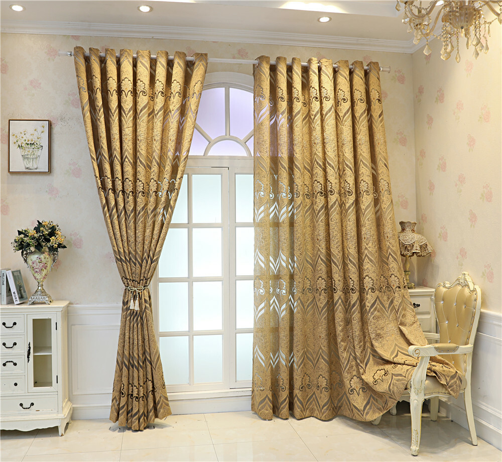 European Style Floral Embroidered Semi Sheer Voile Curtain for Bedroom 1 Panel