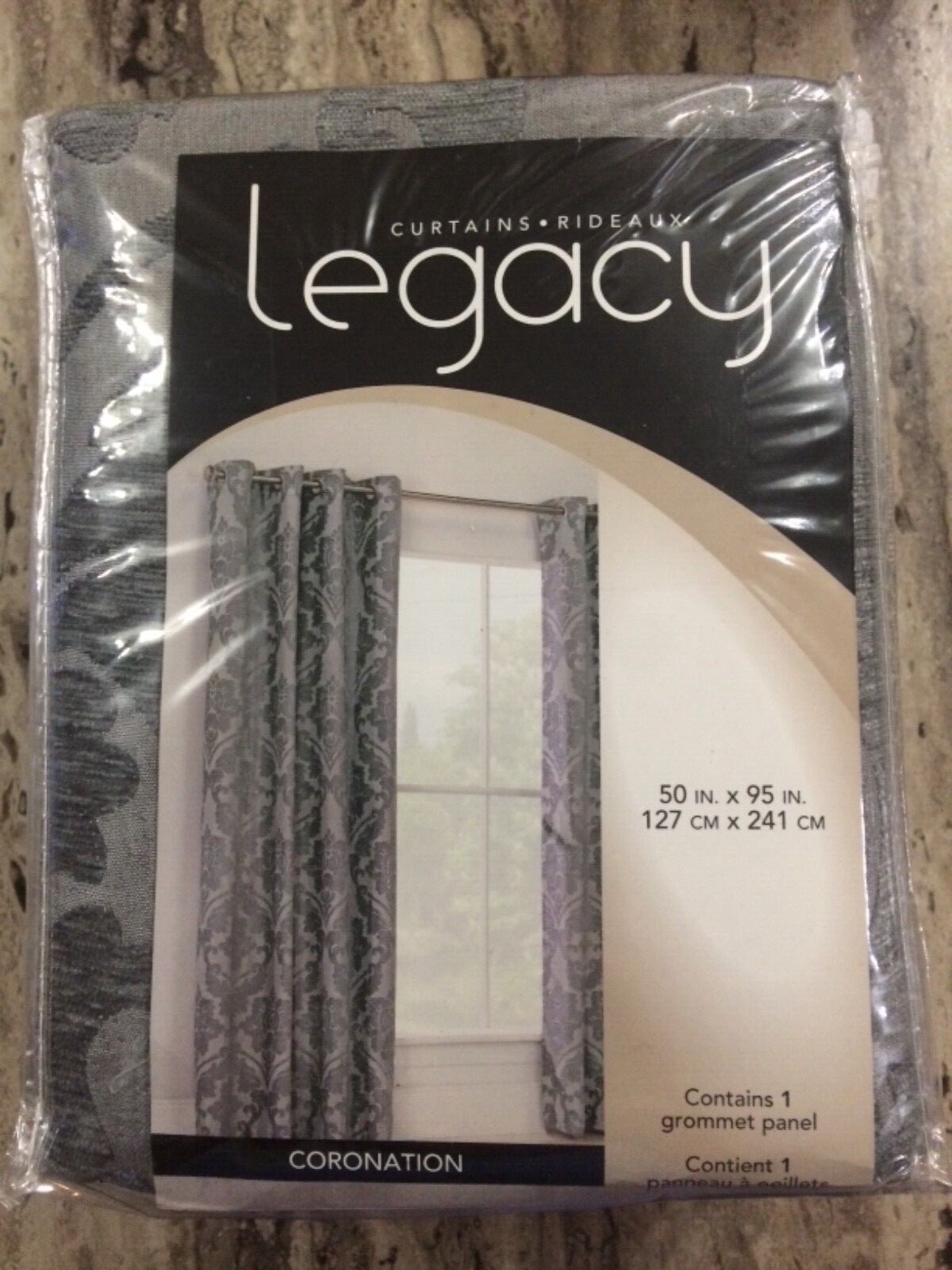 Legacy curtains Coronation one grommet panel 50”X95”, 127cm X 241cm Washable 