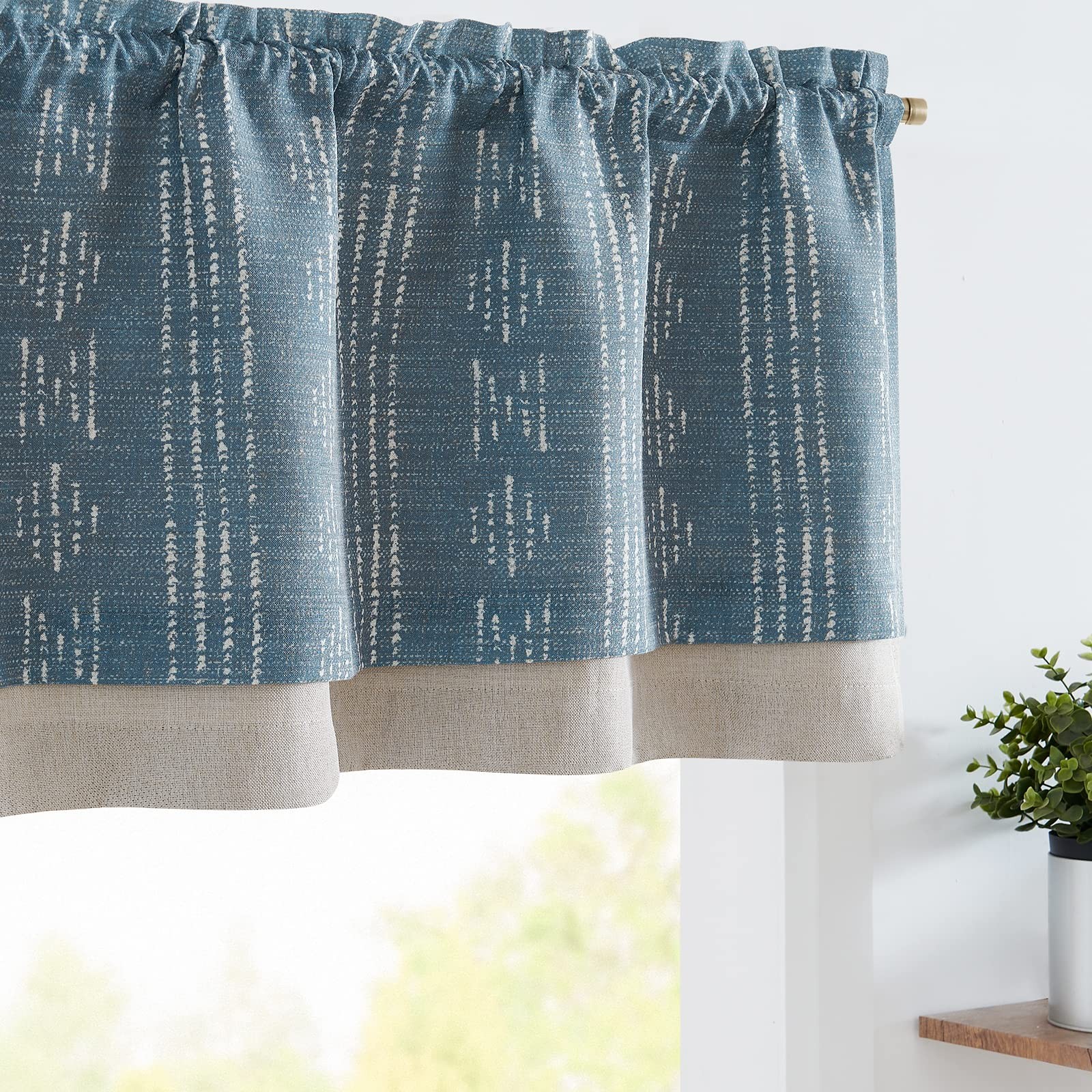 Geometric Striped Boho Valance Curtains Blackout Double Layer Valance for Win…