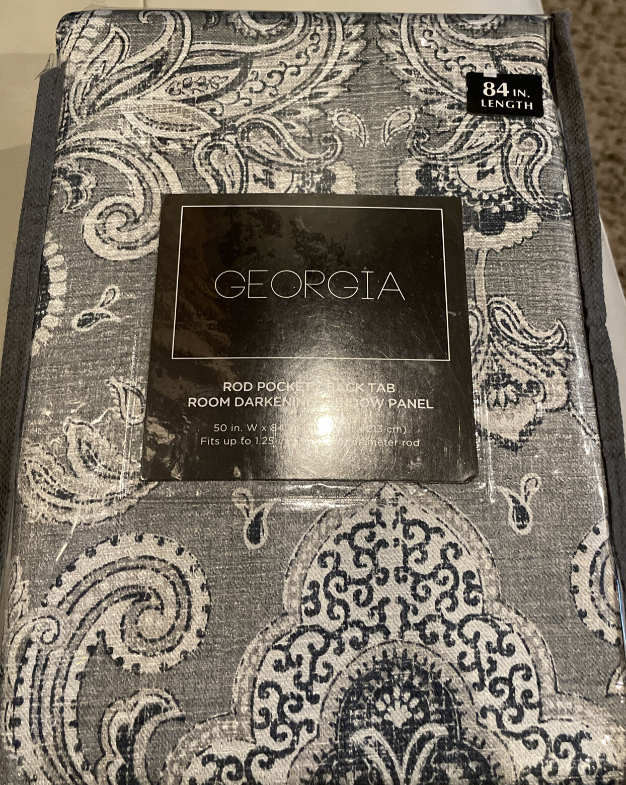 New Georgia Rod Pocket Back Tab Room Darkening Window Gray & Multi Color 50 x84