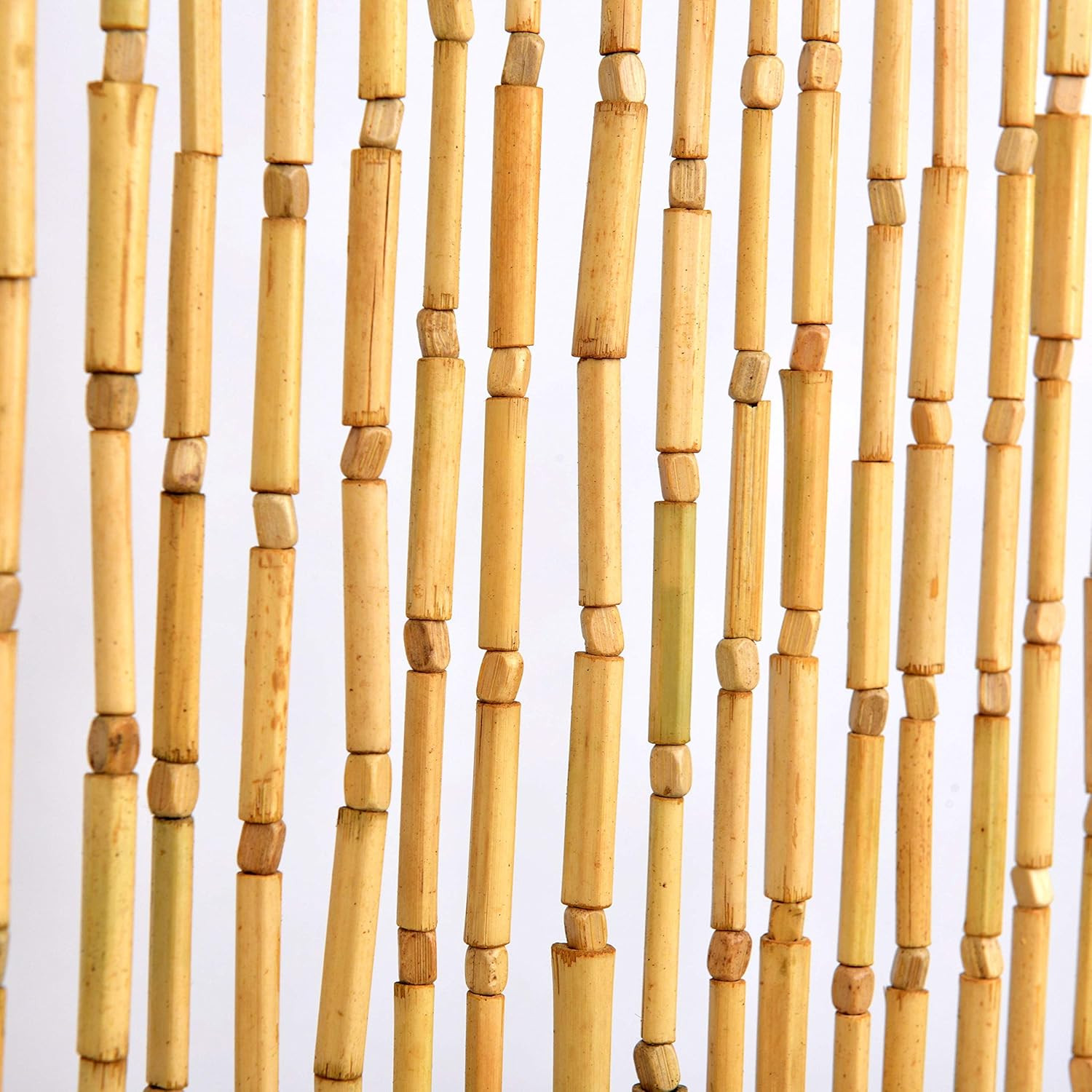 Natural Wood & Bamboo Beaded Curtain Room Divider – Boho 36″x79