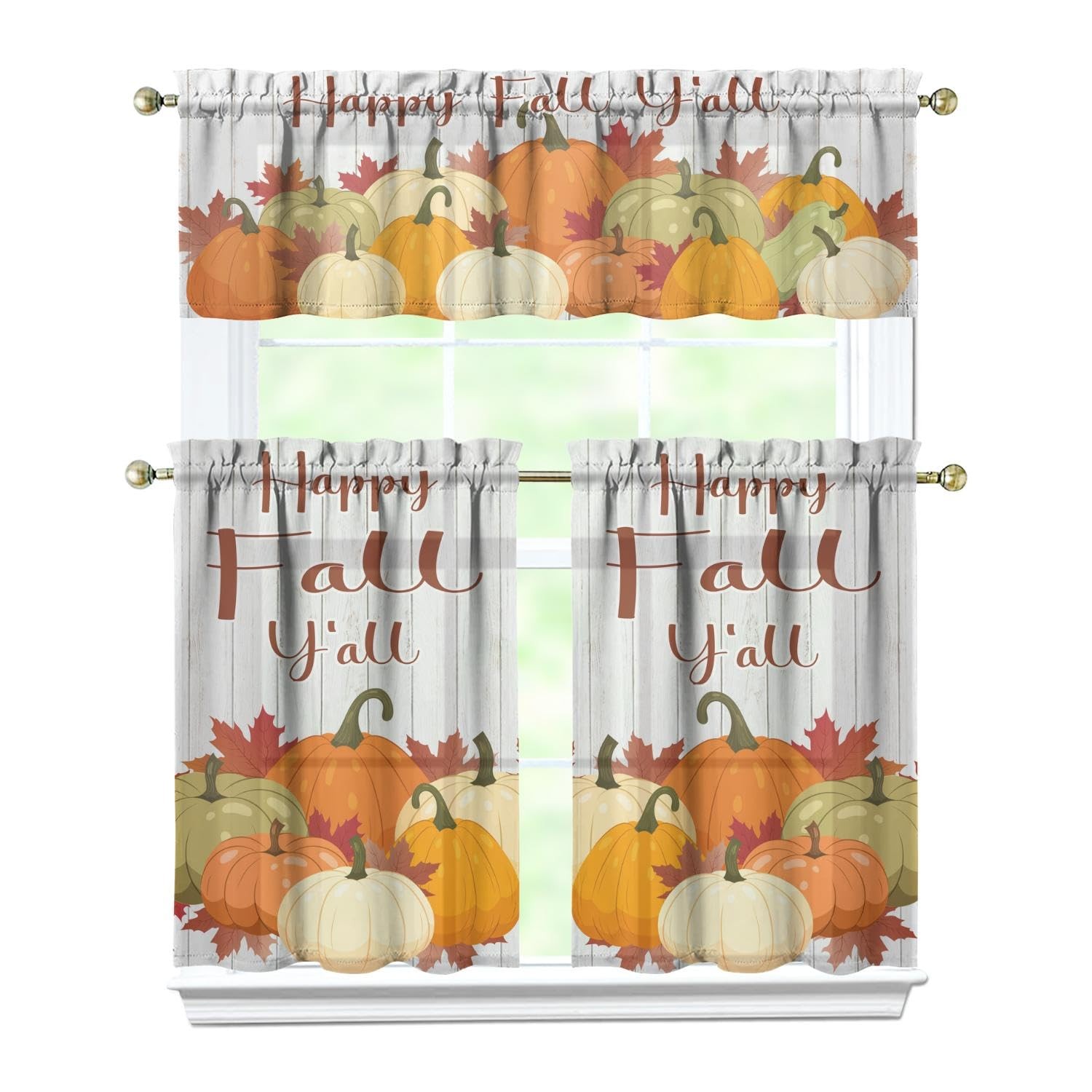 Fall Decorations for Home Autumn Kitchen Curtains, Thanksgiving Kitchen Valan…