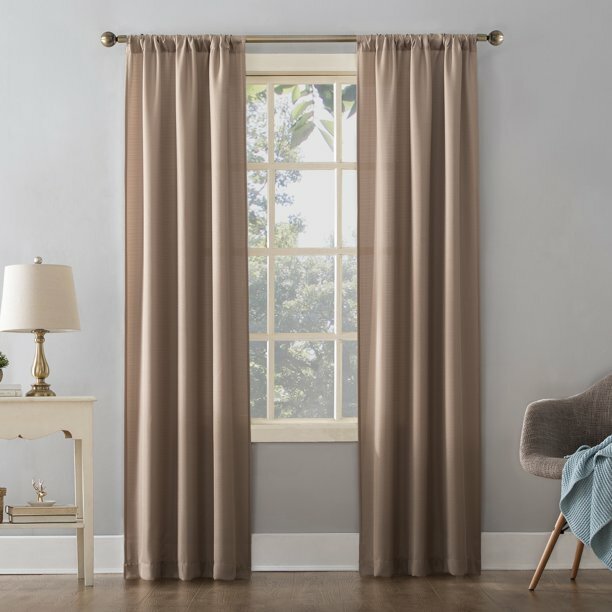 Mainstays 38×63 Taupe Printed Texture Panel Pocket Rod Curtain (set of 2)