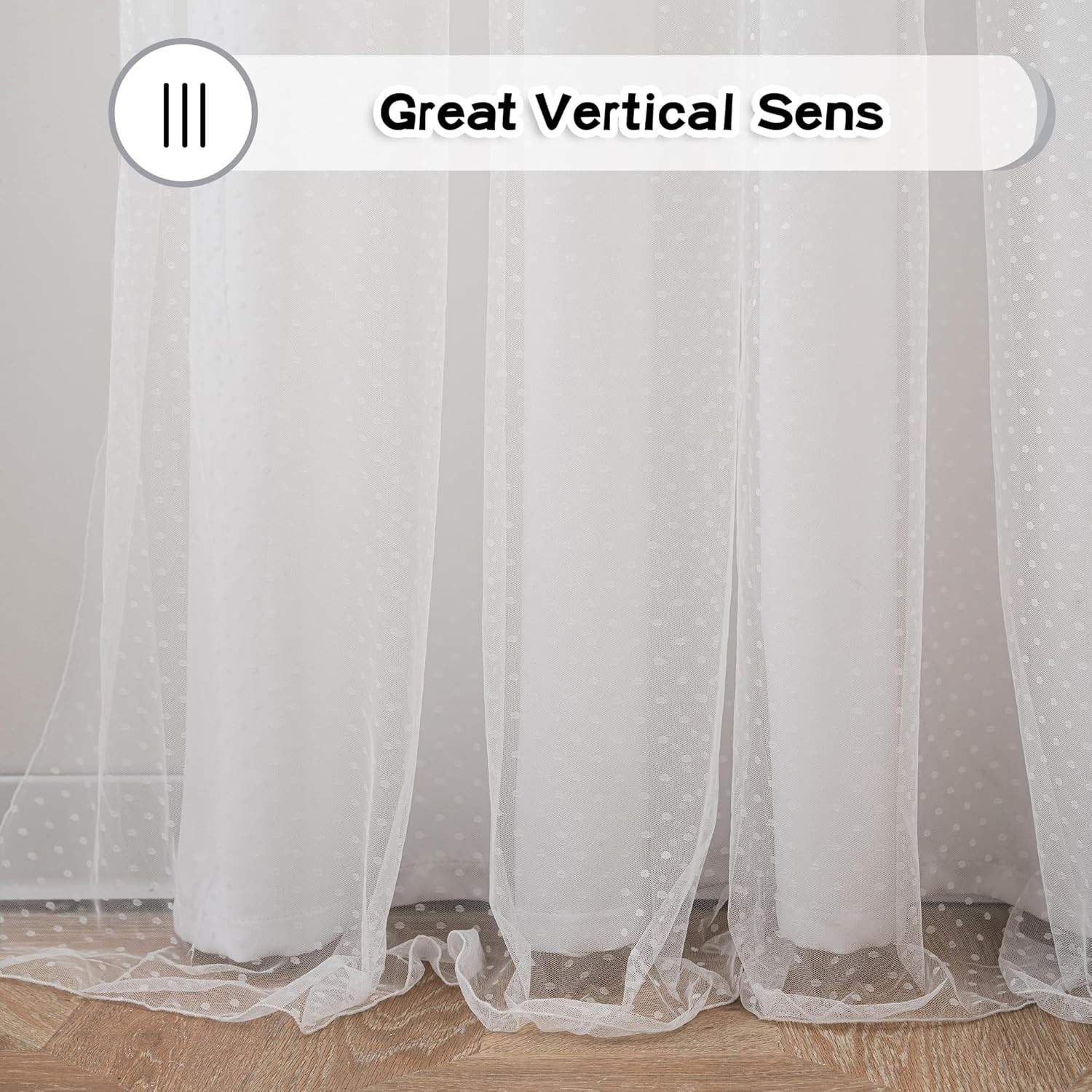 Cute Polka Dot White Curtains for Girls Bedroom & Nursery, 90 Inch, 2 Panels
