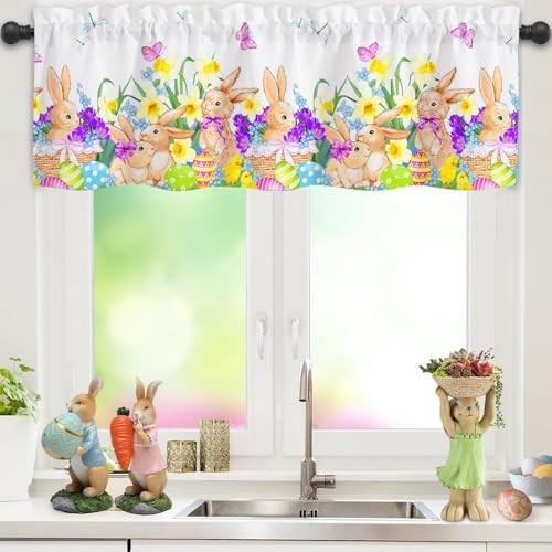 Valances for Windows, Window Curtain Valances, Easter Kitchen Easter Bunny