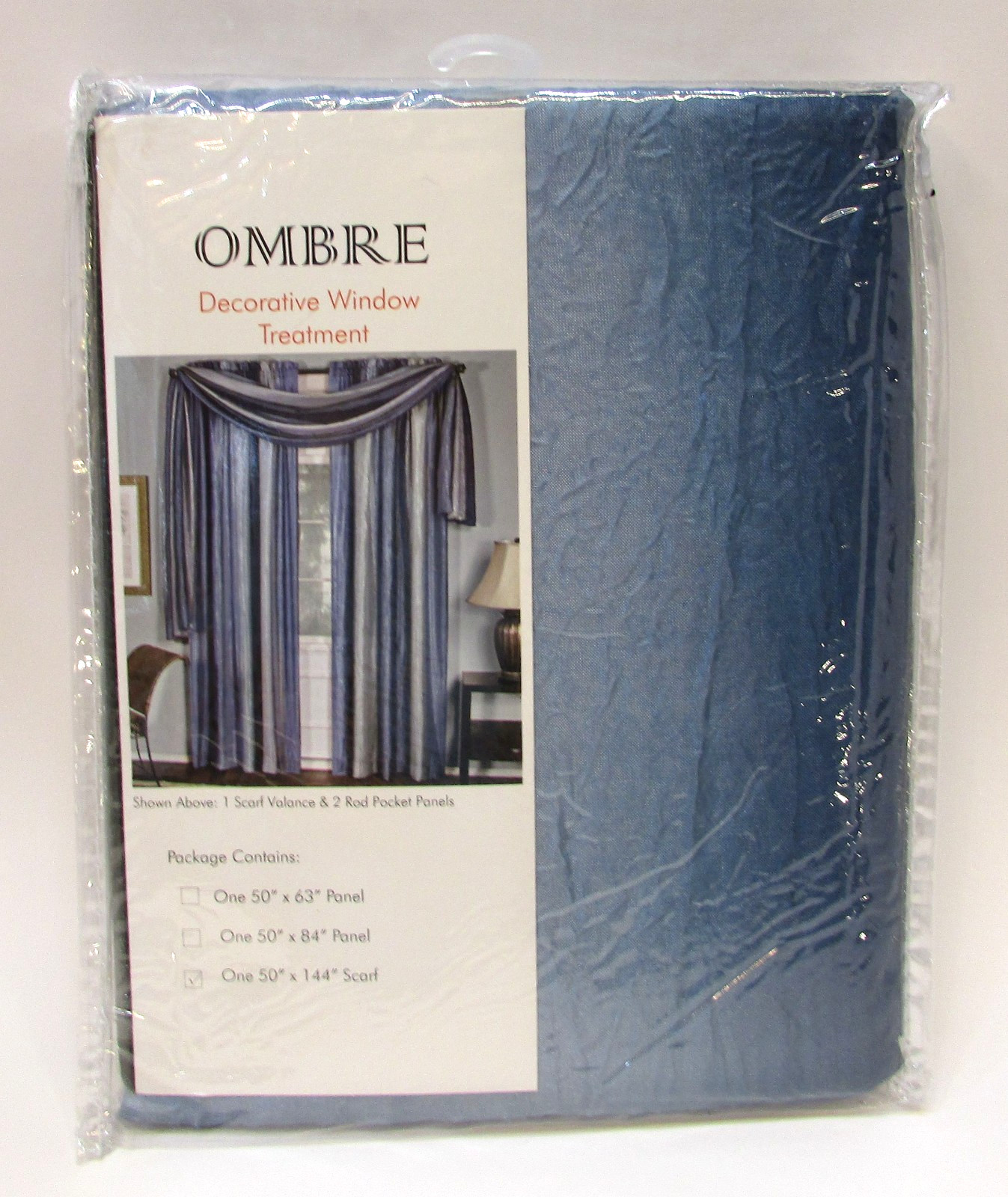 New 50″ x 144″ Blue 100% Polyester Window Scarf for Windows up to 36″ Wide