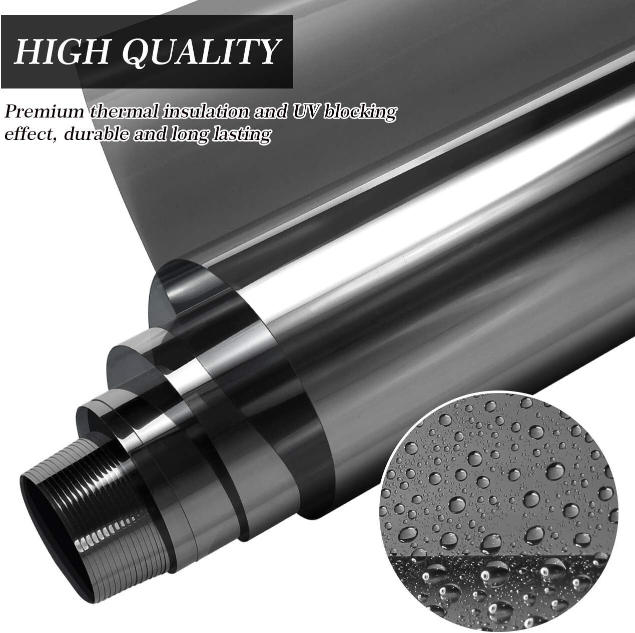 HIDBEA One Way Window Film, Daytime Privacy Sun 35.4 x 78.7 Inch Silver Black
