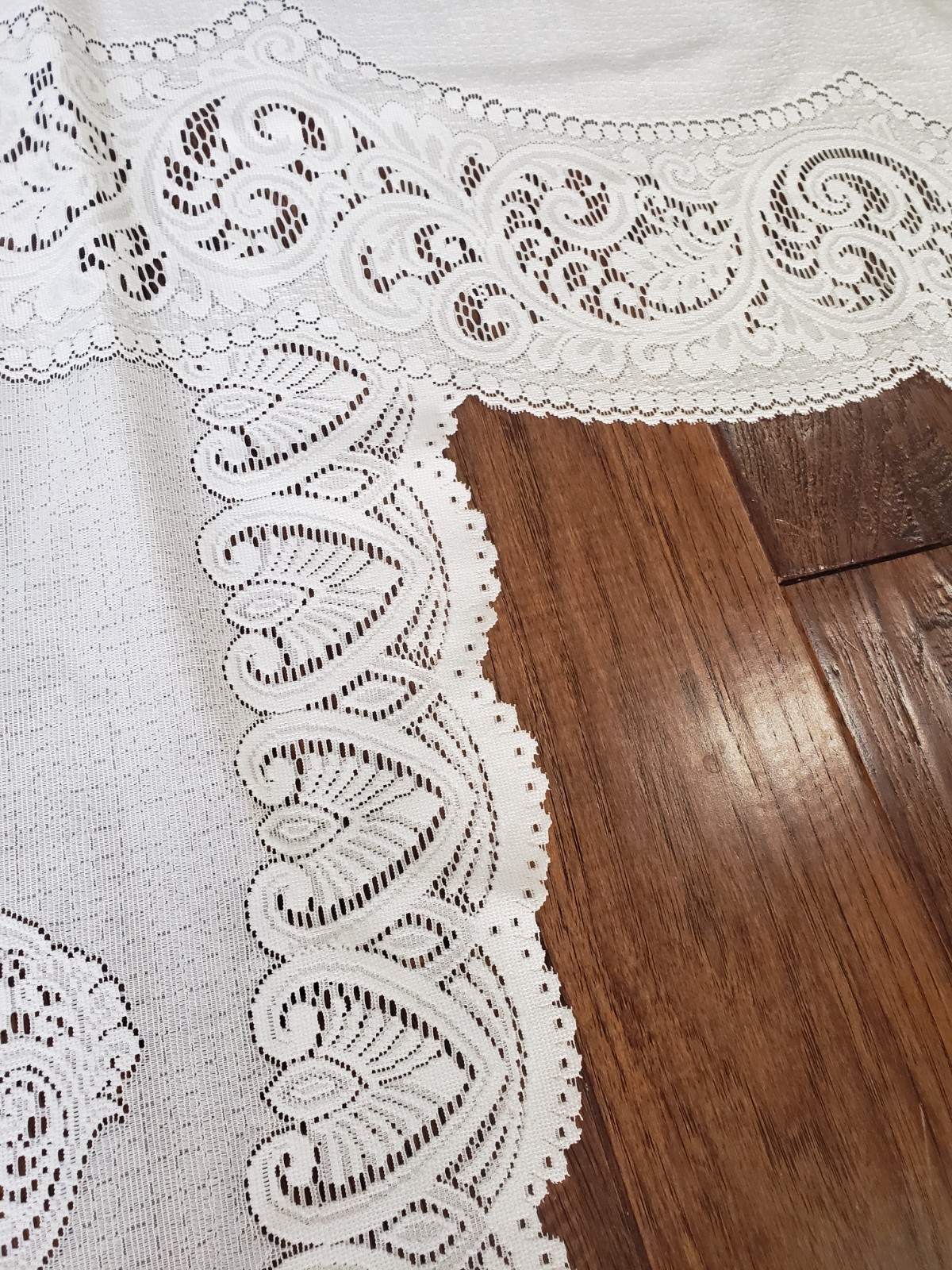 VTG JC Penney Filet Lace Curtain Valance Scalloped Cottage Farmhouse 70″ USA