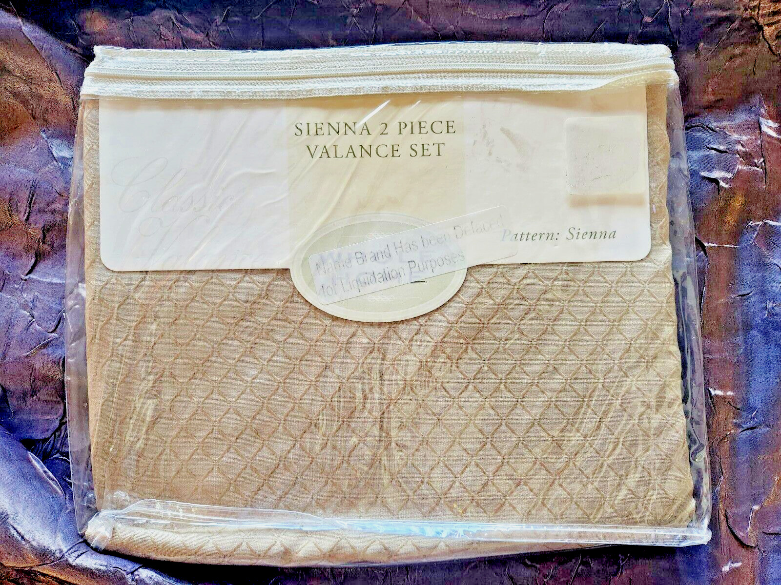 SEARS WHOLE HOME SIENNA 2 PIECE VALANCE SET 82″ X 19″ TAN NEW