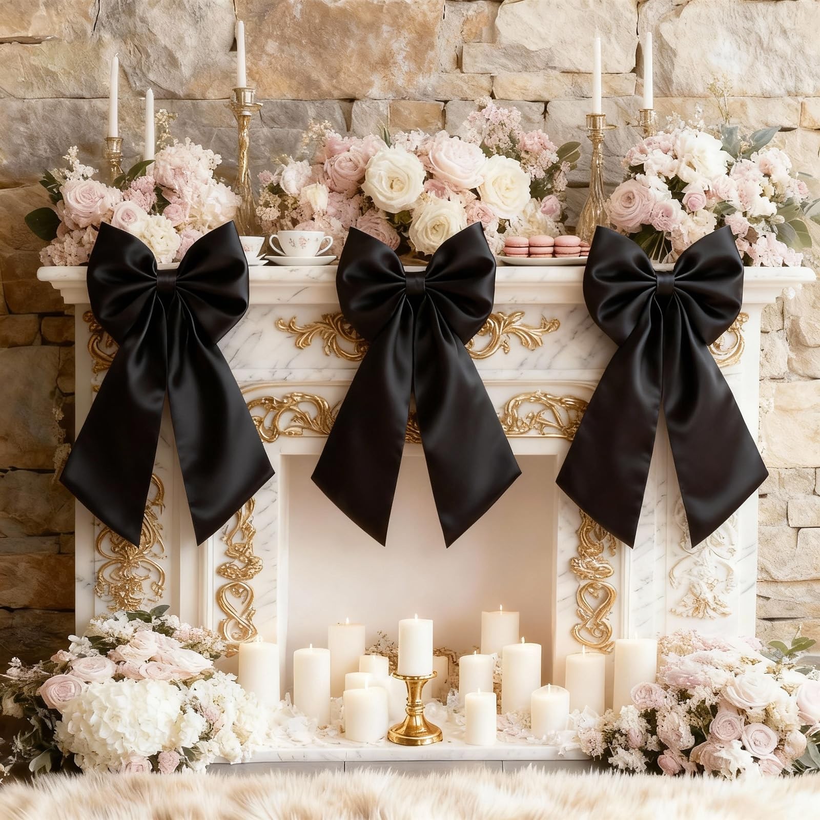 3 Pack Black Bows Decor 2211 Inch Big Decoration Background For Crib