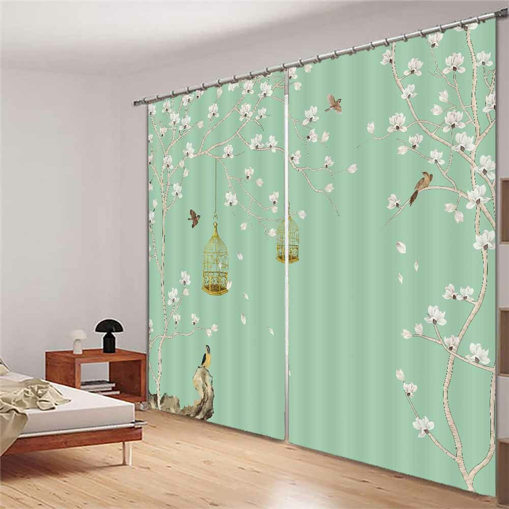 Birds Are Caged In Spring 3D Blockout Photo Print Curtain Fabric Curtains Window