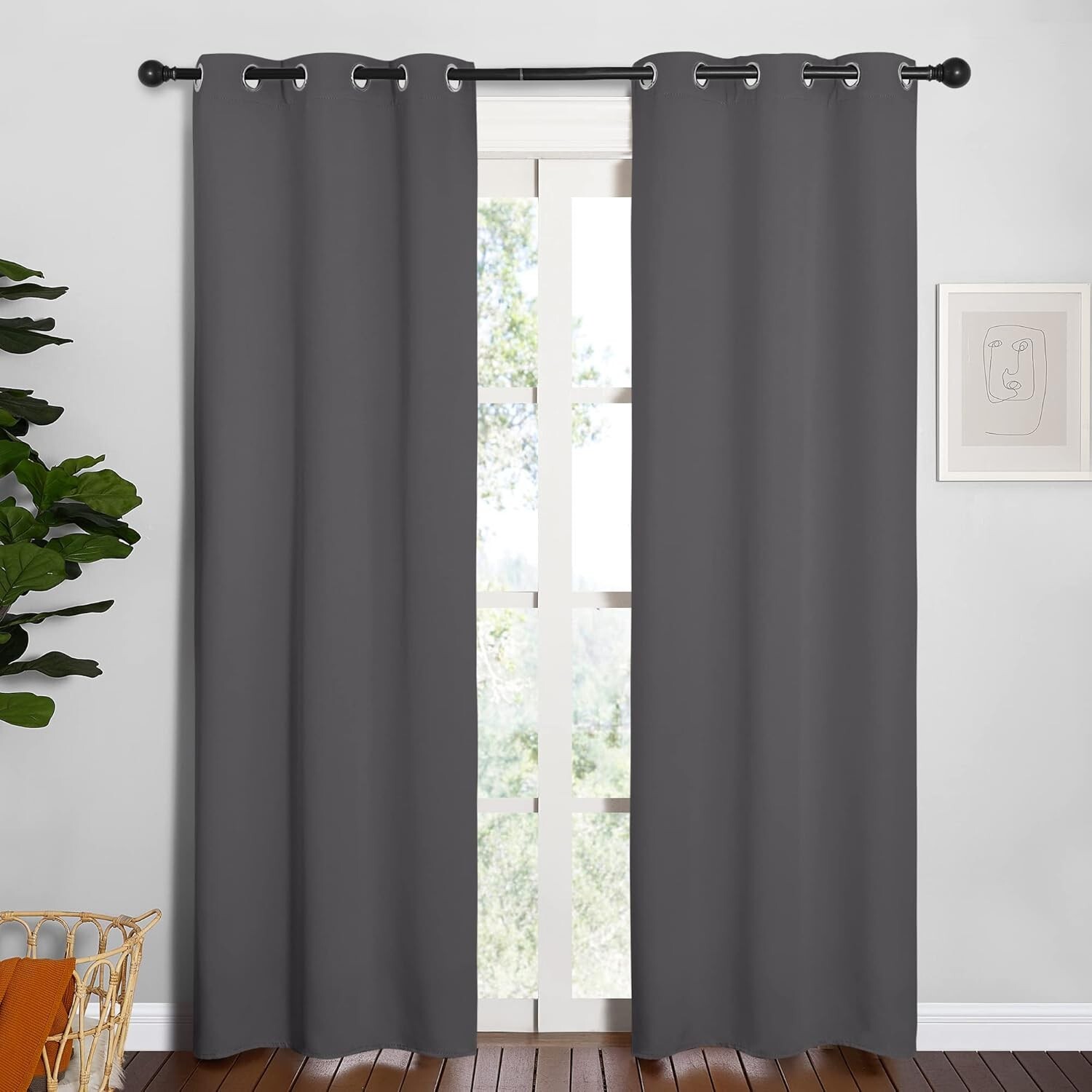 2 PCS Grey 84″L x 34″W Protection Privacy Super Heavy Darkening Curtains Bedroom