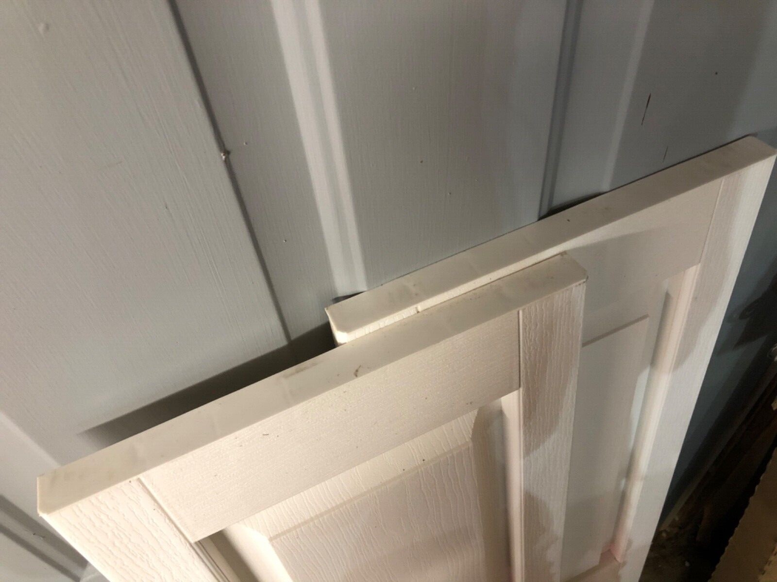Raised Panel Vinyl Exterior Shutters Pair 12″x47″ in White Paintable