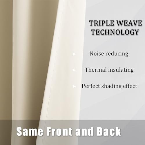 Cream Beige Curtains 108 Inch Length 60″W x 108″L (Pack of 2) Buttercream