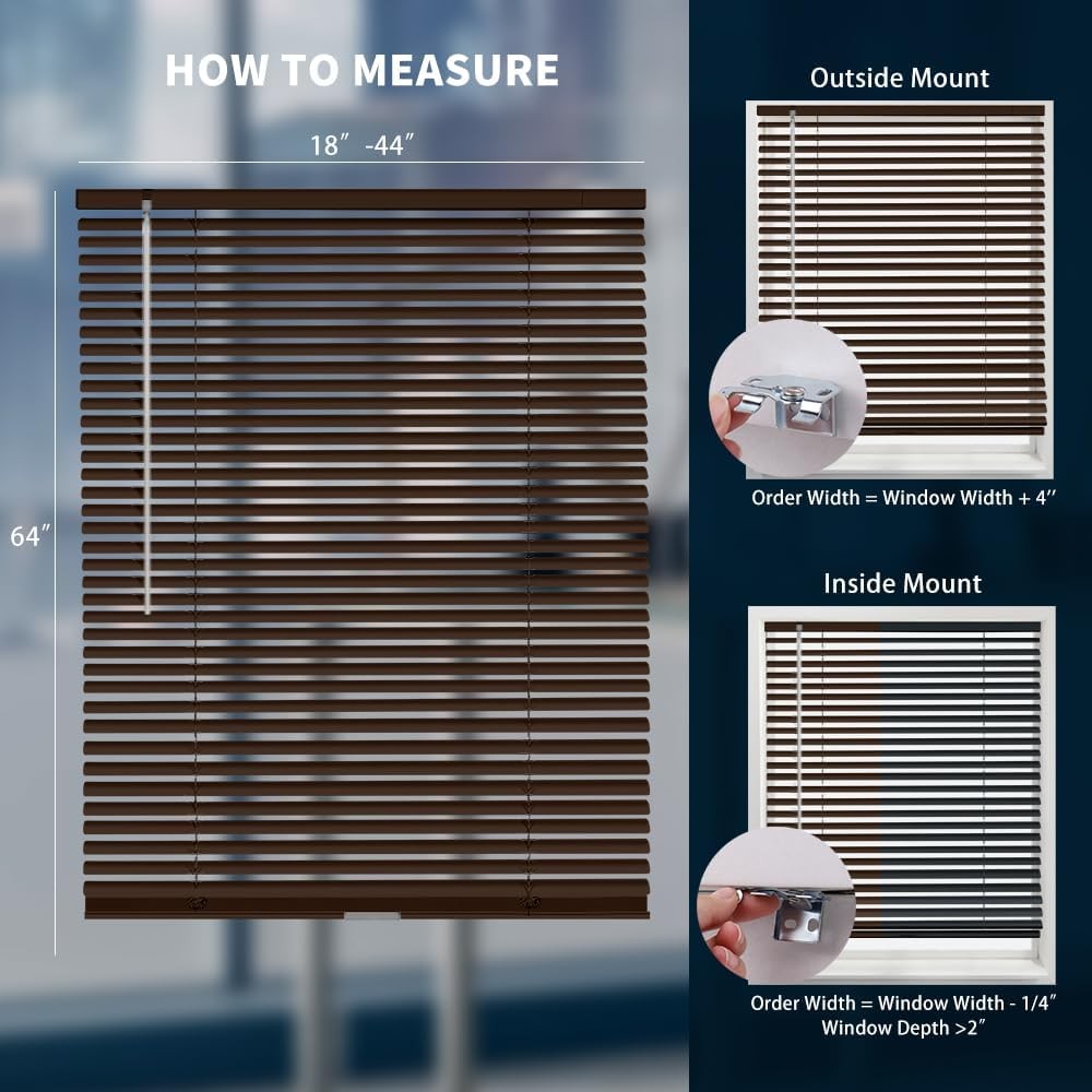 HIDODO Aluminum Mini Blinds Cordless Horizontal Window Shades for Living Room