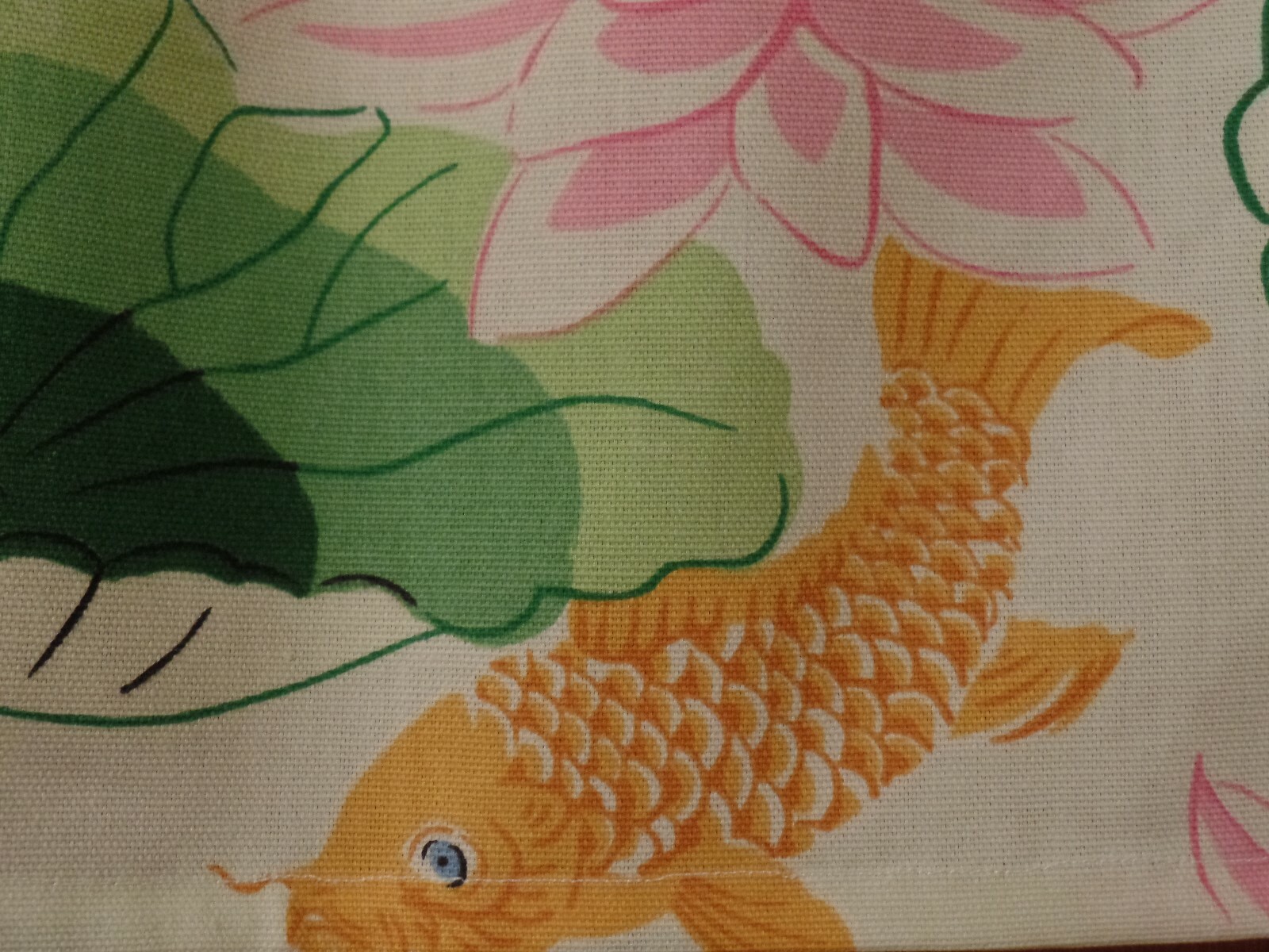 Green Lotus, Pink Flower, Gold Koi Fish, Handmade Door, Bedroom Window VALANCES