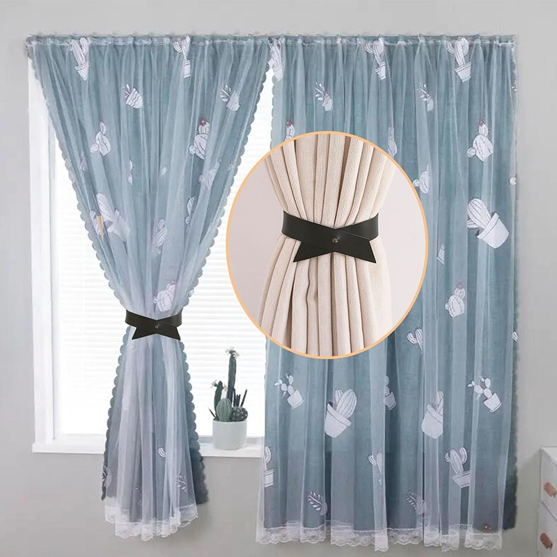 Upgraded Reliable Stable Compact Hole-Free Nordic Style Leather Curtain Tiebacks