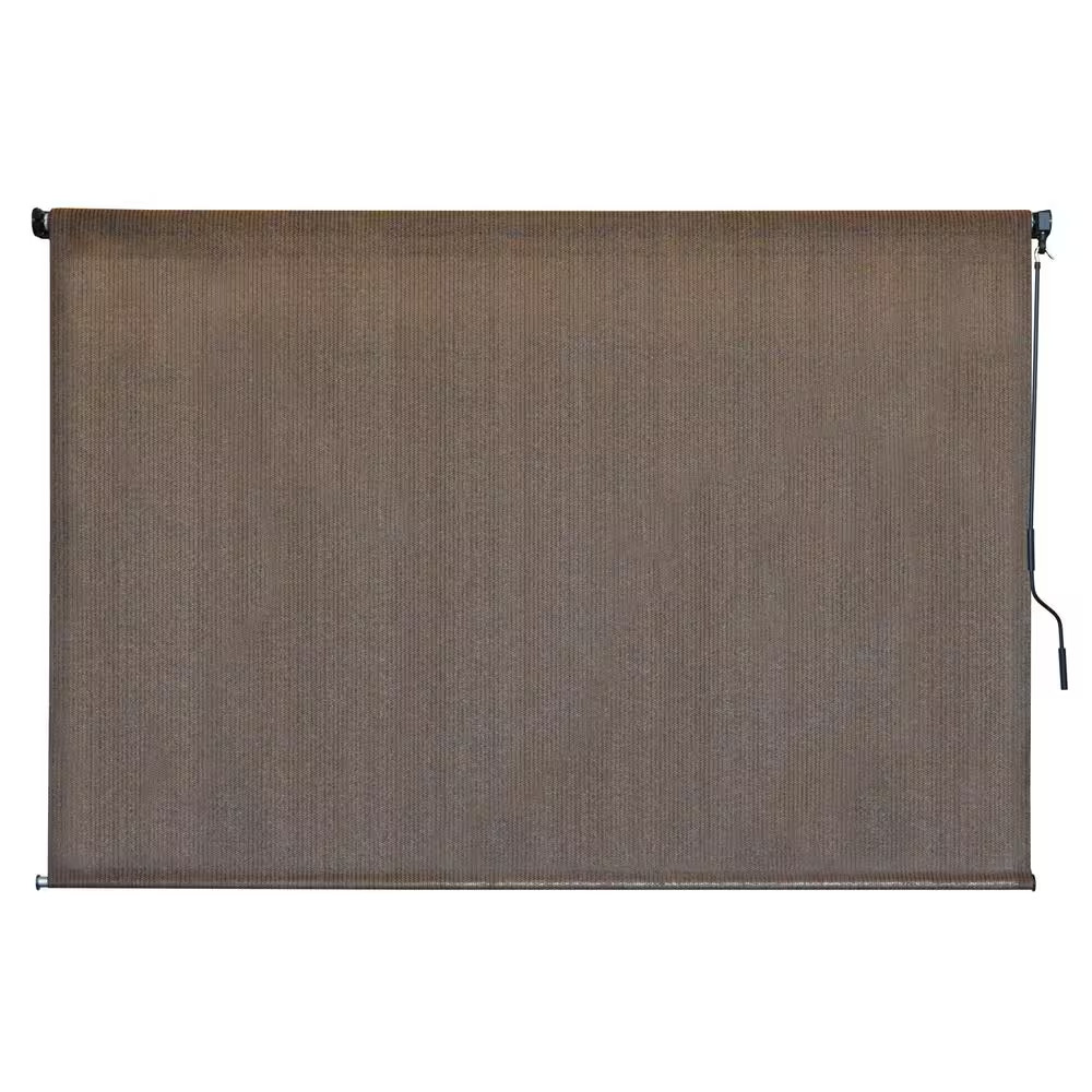 Driftwood Dark Brown Cordless Outdoor Patio Roller Shade 84 In. W X 72 In. L