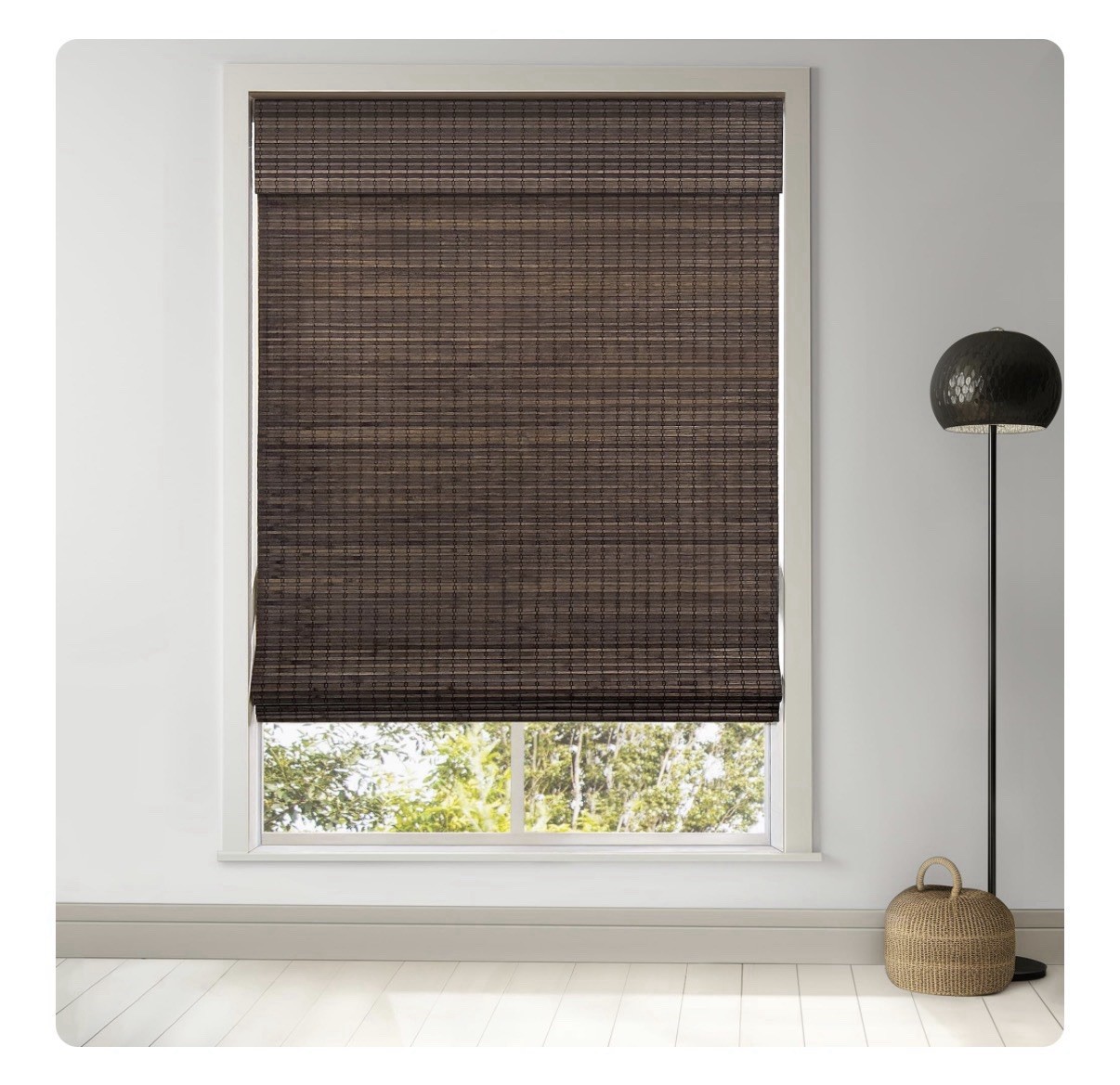 Cordless Bamboo Roman Shades, Privacy Blinds Room Darkening Roll Up 34″W x64″H..