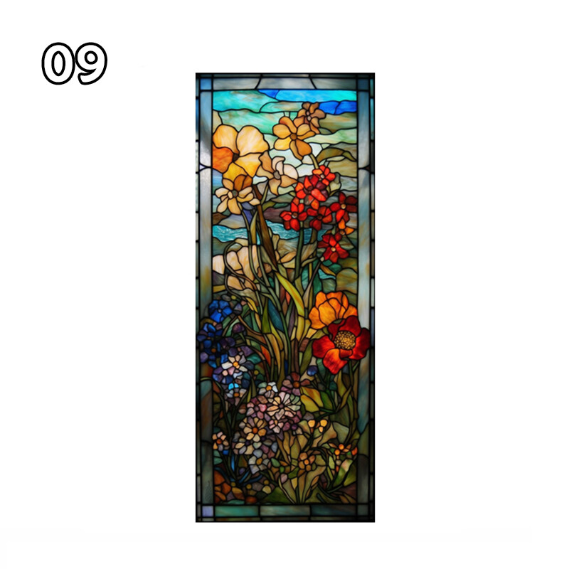 Stained Church Glass Film Flower Magnolia Windows Stickers Cling Frosted