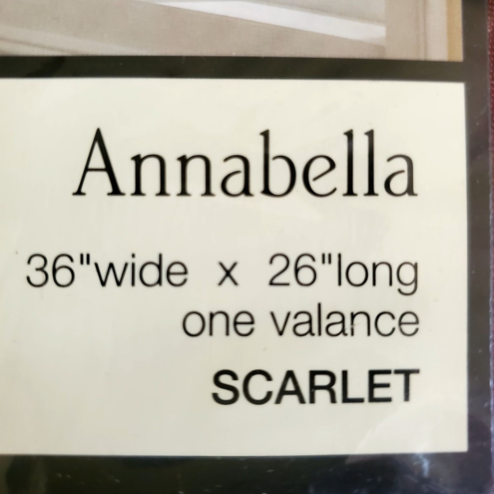 NWT Vtg AnnaBella 36Wx26″ SCARLET Waterfall Valance Beads, Pompom Fringe Sateen