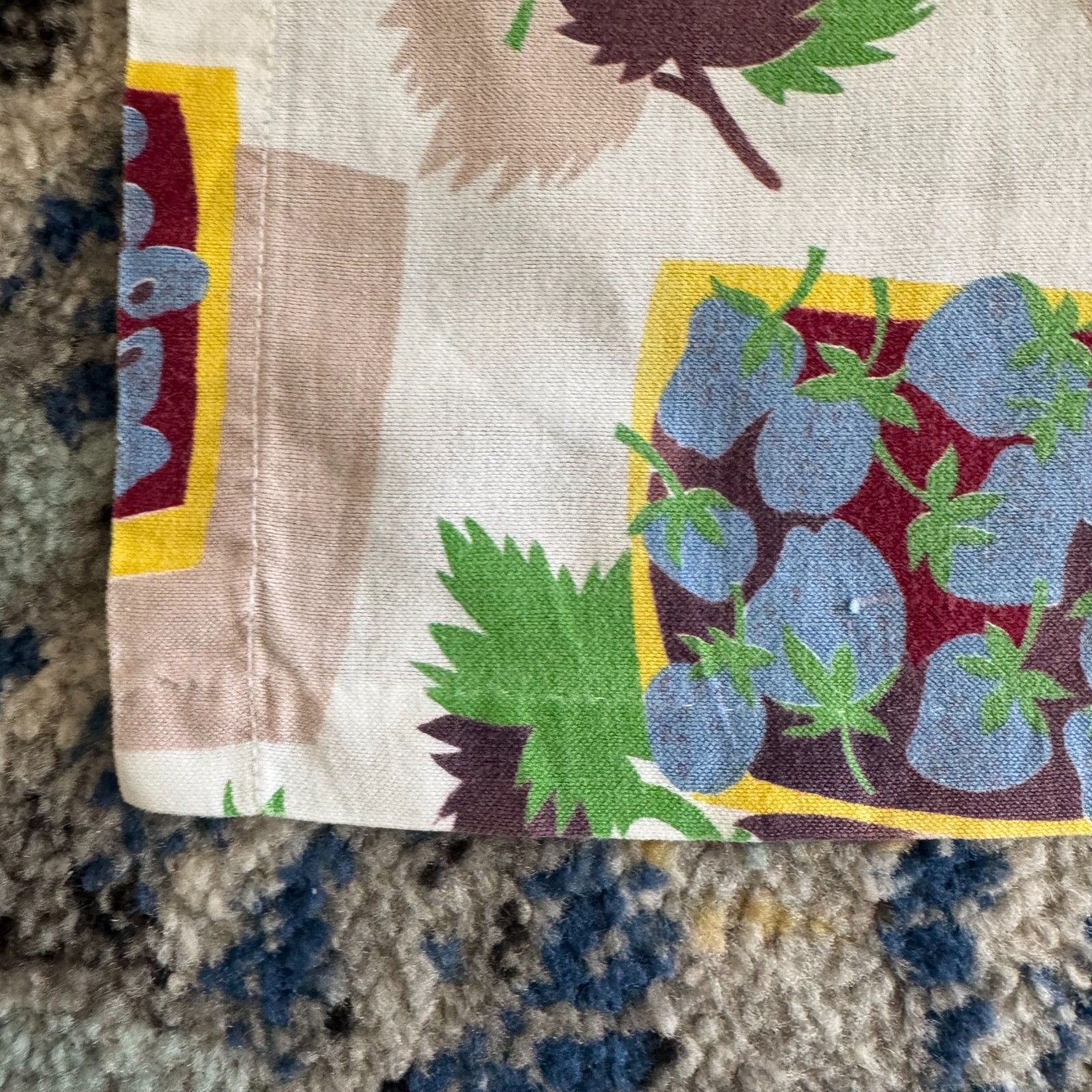 Vintage Fruit Themed Curtain Panel Square Table Runner Set Cottage Farmhouse