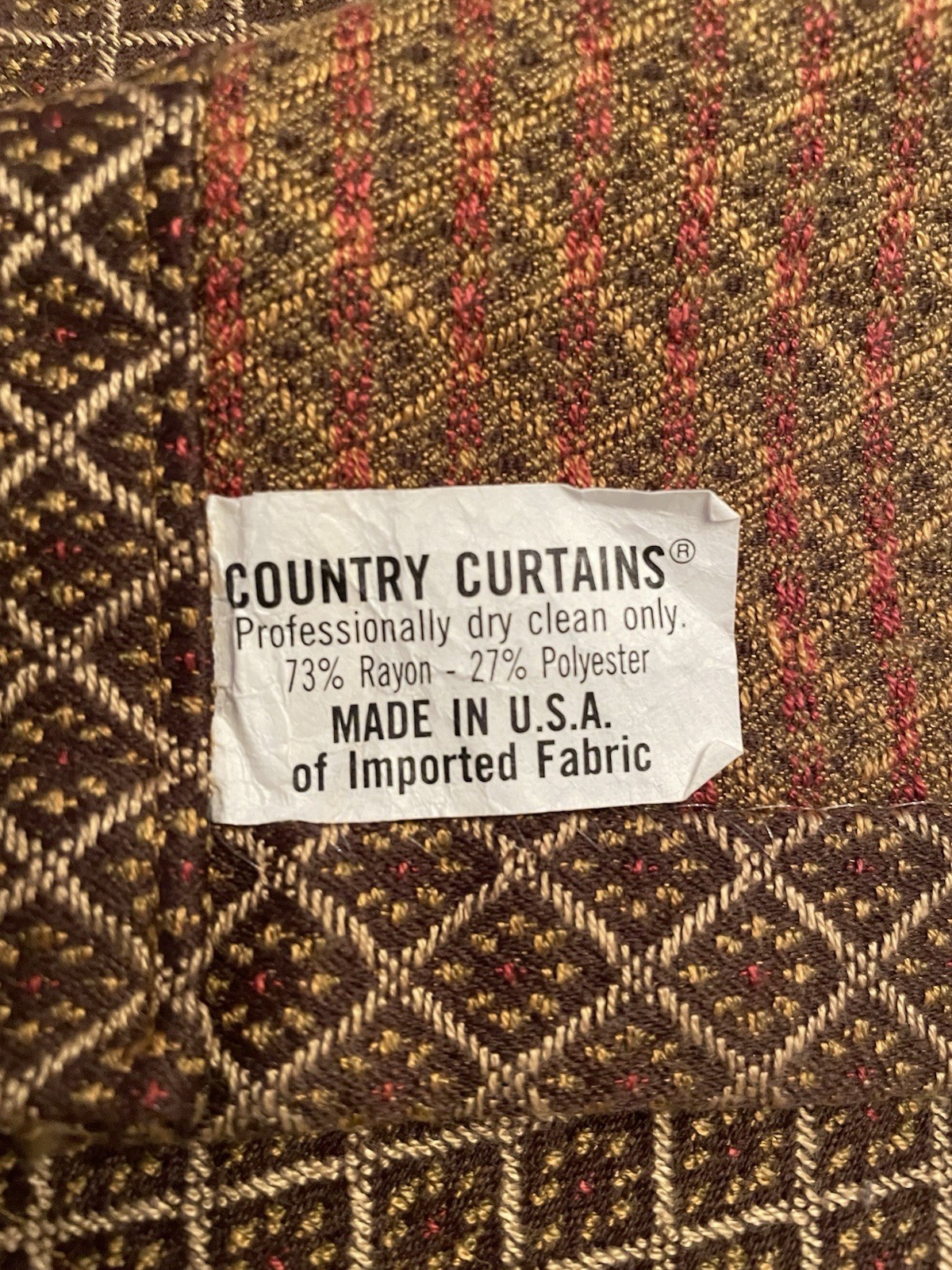 Country Curtains Diamond Scalloped Rod Pocket Valances 2 44×20 Brown Dry Clean