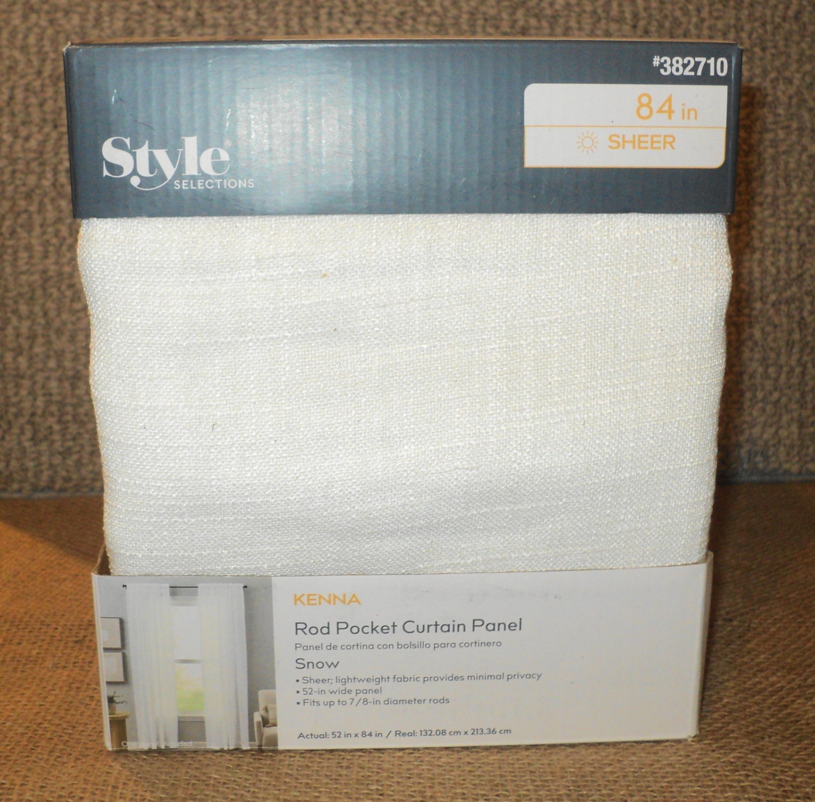 Style Selections Kenna Rod Pocket Curtain Panel 382710 Snow