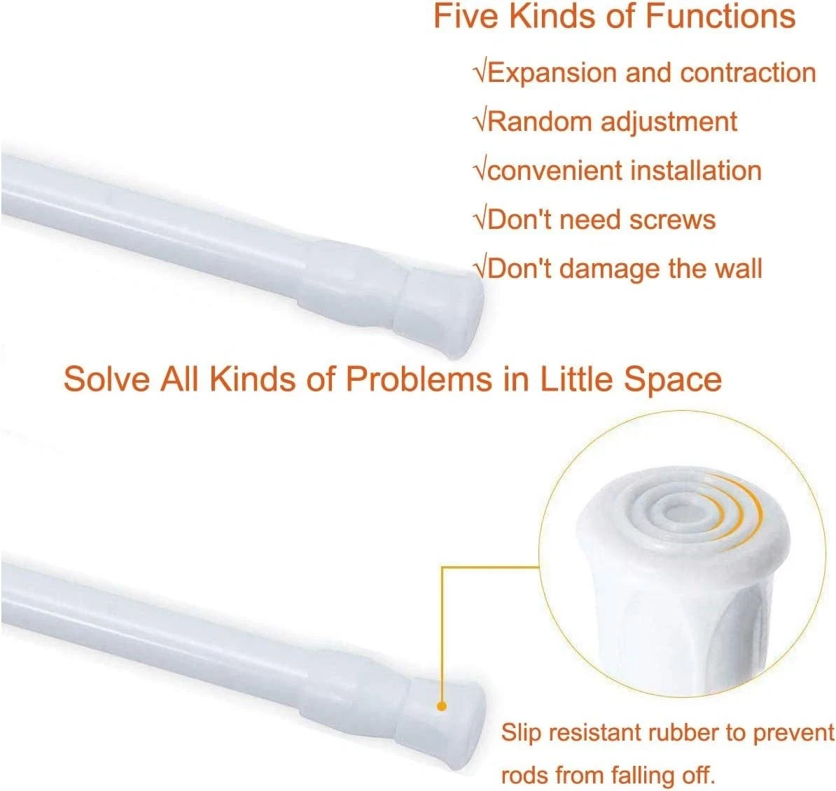 2 Pack Small Tension Rods 7 in to 11 Curtain Rods Window Rods in Extendable W…