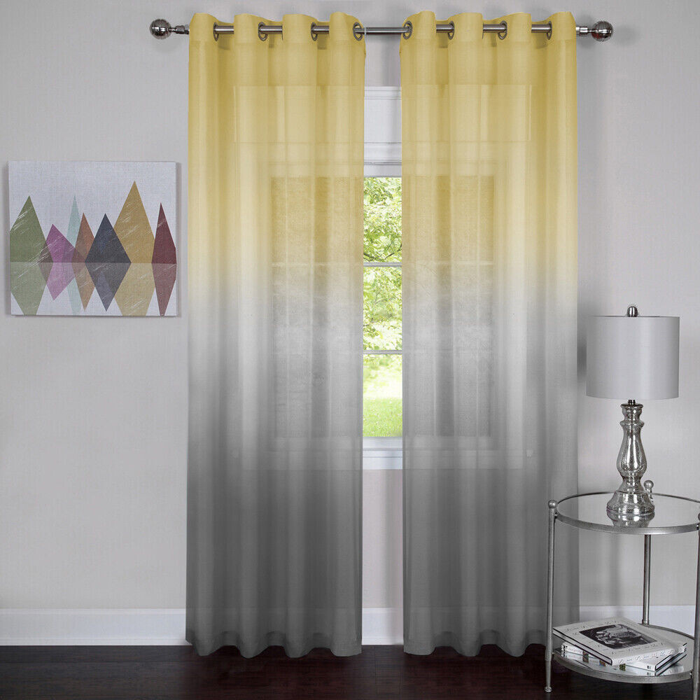 (2 PACK) ACHIM RAINBOW OMBRE GROMMET CURTAIN PANEL, 52″ X 63″